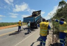 Recapeamento da RJ-162 começa após reunião entre Prefeitura de Rio das Ostras e DER-RJ Trecho Rio Dourado, sentido Rio das Ostras . Foto: Divulgação DER