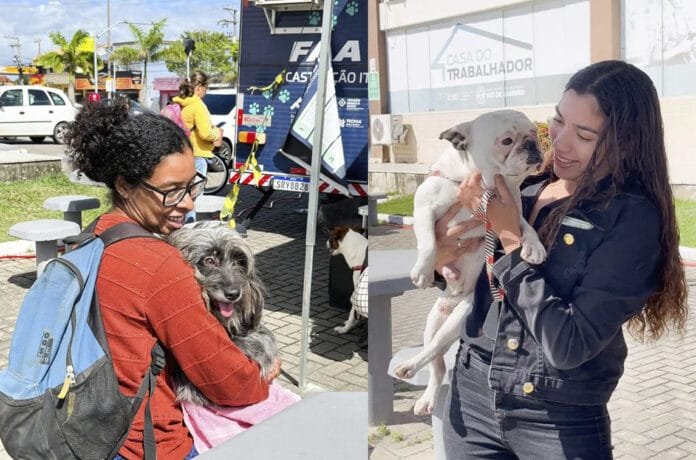 Tutores participaram da mobilização acompanhados de seus cães e garantiram atendimento na ação gratuita, que promove cuidados com a saúde e o bem-estar animal.