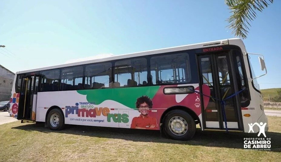 Ônibus ilustrativo para representar a proposta de renovação da frota do transporte gratuito Primaveras, em Casimiro de Abreu